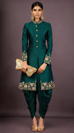 Mehr Embroidered Emerald Green Jacket Set