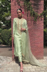Pista Green Marori Beads & Sequin Hand Embroidered Kurta Set