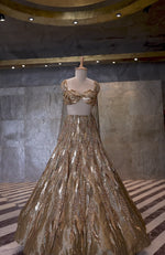 Laila Gold Hand Embroidered Lehenga Set With Cape