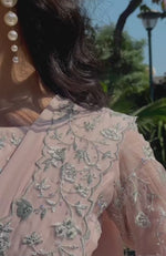 Nude Pink – Silver Embroidered Draped Saree Set