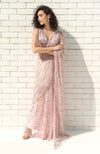 Pink Shower Sequin & Beads Hand Embroidered Saree